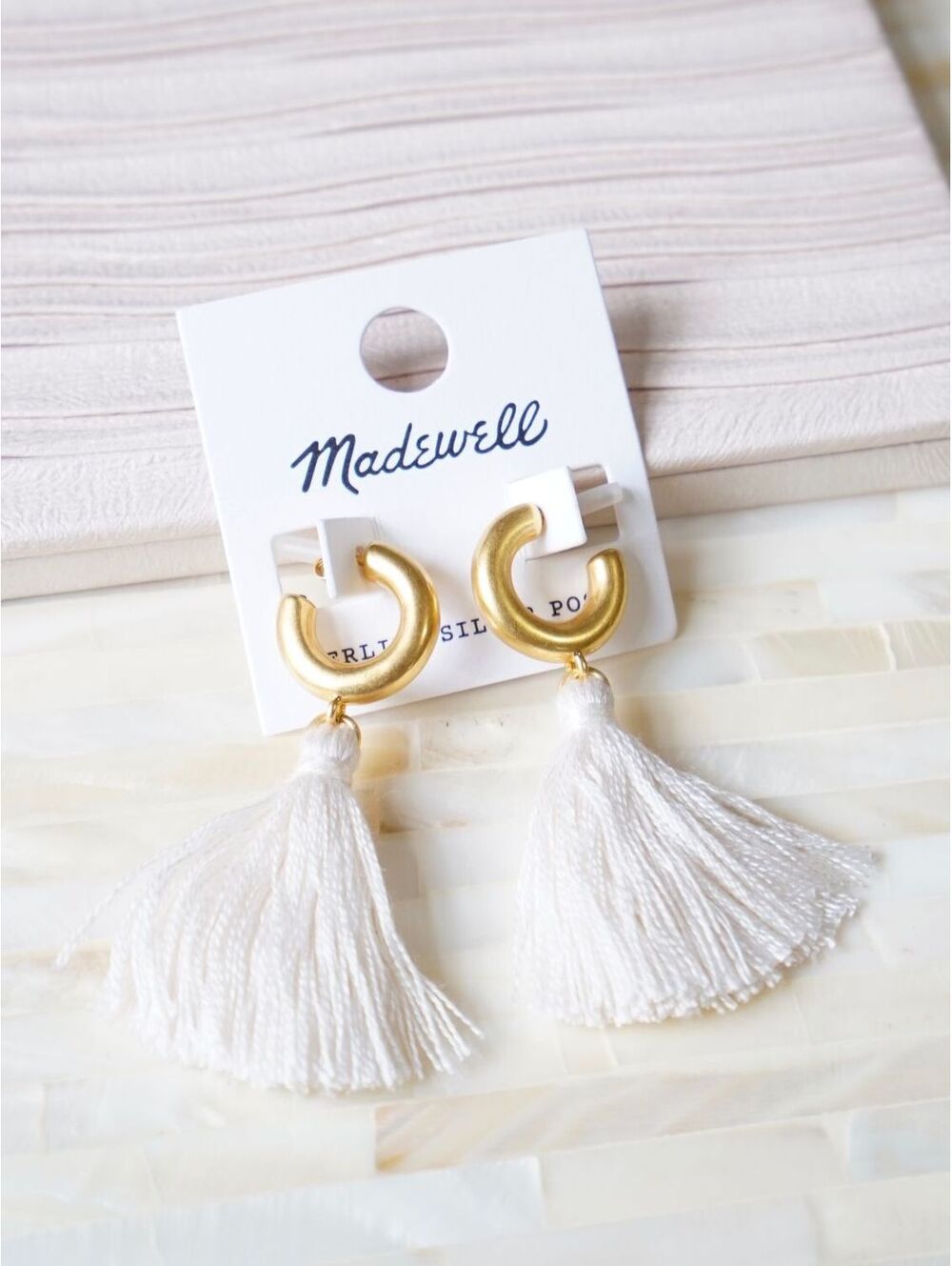 Madewell Lantern Tassel Earrings in Cloud Lining
